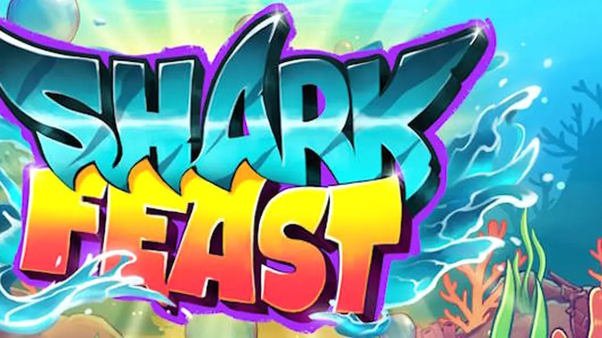 Pemandangan bawah laut yang penuh warna dalam permainan slot Shark Feast